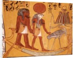 Mural Painting of Re-Harakhty in the Solar Boat Next to the Sacred Ibis by Anonymous