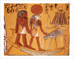 Mural Painting of Re-Harakhty in the Solar Boat Next to the Sacred Ibis by Anonymous