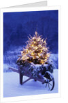 Lighted Christmas Tree in Wheelbarrow by Anonymous