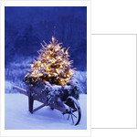 Lighted Christmas Tree in Wheelbarrow by Anonymous