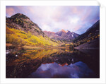 Autumn Trees Encircling Mountain Lake at Dawn by Anonymous