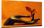 Sculpted Hand Holding Massage Oil Vial by Anonymous