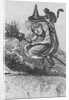 Engraving of a Witch Flying on a Broomstick by Anonymous