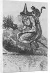 Engraving of a Witch Flying on a Broomstick by Anonymous