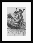 Engraving of a Witch Flying on a Broomstick by Anonymous