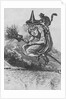 Engraving of a Witch Flying on a Broomstick by Anonymous