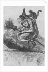 Engraving of a Witch Flying on a Broomstick by Anonymous