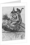 Engraving of a Witch Flying on a Broomstick by Anonymous