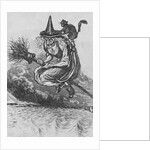 Engraving of a Witch Flying on a Broomstick by Anonymous