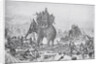 Soldiers with Elephant Crossing River by Anonymous