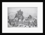 Soldiers with Elephant Crossing River by Anonymous
