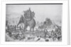Soldiers with Elephant Crossing River by Anonymous