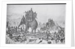 Soldiers with Elephant Crossing River by Anonymous