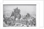 Soldiers with Elephant Crossing River by Anonymous