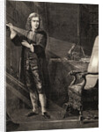 Isaac Newton Performing Experiment by Anonymous