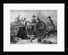 Engraving of Molly Pitcher Loading Cannon at the Battle of Monmouth by Anonymous