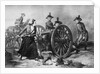 Engraving of Molly Pitcher Loading Cannon at the Battle of Monmouth by Anonymous