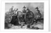Engraving of Molly Pitcher Loading Cannon at the Battle of Monmouth by Anonymous