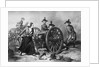 Engraving of Molly Pitcher Loading Cannon at the Battle of Monmouth by Anonymous