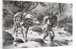 Early Frontiersman Passing a River Scene by Anonymous