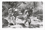 Early Frontiersman Passing a River Scene by Anonymous