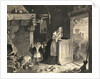 Cinderella with Fairy Godmother in Kitchen by Anonymous