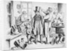 Man Trying on Stovepipe Hat in 1867 Hatmaker Shop by Anonymous