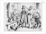 Man Trying on Stovepipe Hat in 1867 Hatmaker Shop by Anonymous