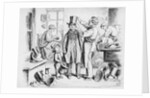 Man Trying on Stovepipe Hat in 1867 Hatmaker Shop by Anonymous