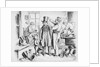 Man Trying on Stovepipe Hat in 1867 Hatmaker Shop by Anonymous
