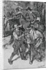 Cowboys Saddling Horses by Anonymous