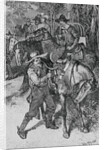 Cowboys Saddling Horses by Anonymous