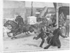 Citizens Escaping the Path of Runaway Horse Pulling Wagon by Anonymous