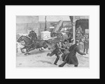 Citizens Escaping the Path of Runaway Horse Pulling Wagon by Anonymous