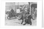 Citizens Escaping the Path of Runaway Horse Pulling Wagon by Anonymous