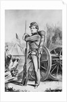 Sketching of Soldier Propped with Rifle by Anonymous