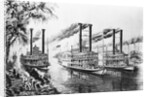 Steamboats Docking on Shore by Anonymous