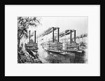 Steamboats Docking on Shore by Anonymous