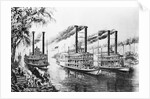 Steamboats Docking on Shore by Anonymous