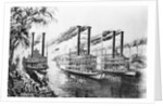 Steamboats Docking on Shore by Anonymous