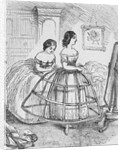 Woman Adjusting Hoop Skirt by Anonymous