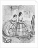 Woman Adjusting Hoop Skirt by Anonymous