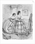 Woman Adjusting Hoop Skirt by Anonymous