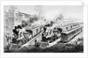 American Railroad Scene: Lightning Express Trains Leaving the Junction by Currier & Ives