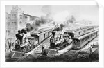 American Railroad Scene: Lightning Express Trains Leaving the Junction by Currier & Ives