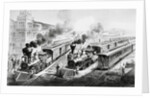 American Railroad Scene: Lightning Express Trains Leaving the Junction by Currier & Ives