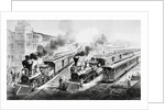 American Railroad Scene: Lightning Express Trains Leaving the Junction by Currier & Ives