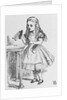 Illustration Depicting Alice Holding the Bottle Labelled "Drink Me" by John Tenniel