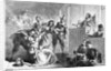 Engraving of a Suspect Fainting Before Judge During Witch Hunt Trial by Darley