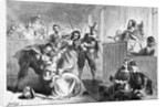 Engraving of a Suspect Fainting Before Judge During Witch Hunt Trial by Darley